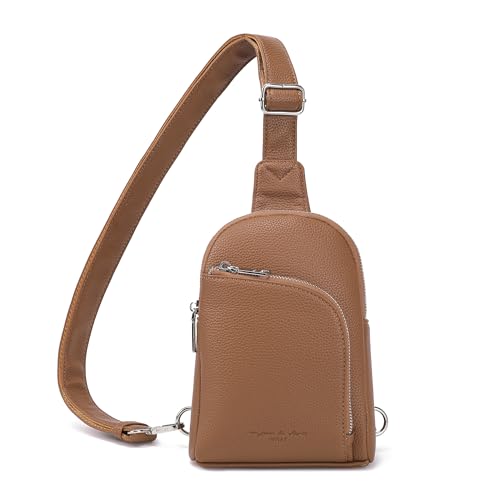 INICAT Small Travel Purse,Anti Theft Crossbody Bag for Women | RFID Blocking, 8 Card Slots,Secure Back Zipper Pocket,Sling Style - color: Brown
