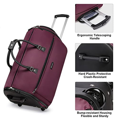 Modoker 3-in-1 Rolling Garment Duffle Bag with Wheels, 25in Red - color: 25in-Red
