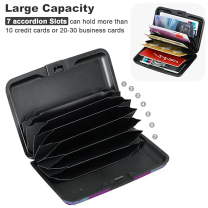ELFISH RFID Aluminum Wallet Credit Card Protector Case Holder for Men Women - color: Purple flower
