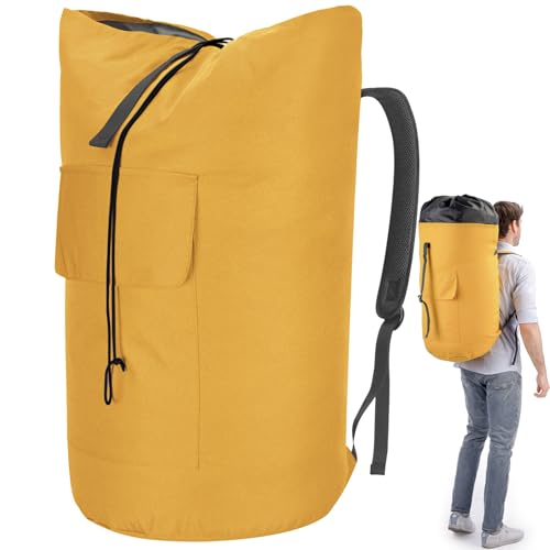 Backpack Laundry Bag, 115L Heavy Duty Extra Large College Laundry Backpack, Dirty Clothes Bag with Shoulder Straps, Laundry Hamper Bag with Drawstring Closure for College Dorm, Apartment Gold - color: Gold