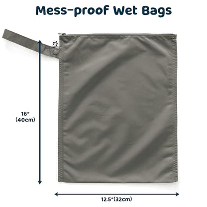 Tiny Twinkle Mess Proof Wet Bags | 2-Pack Reusable Waterproof Wet Bags for Swimsuits | Baby Clothes | Travel & Diaper Bag (Bows,Toile) - color: Bows,Toile, size: 2 Pack
