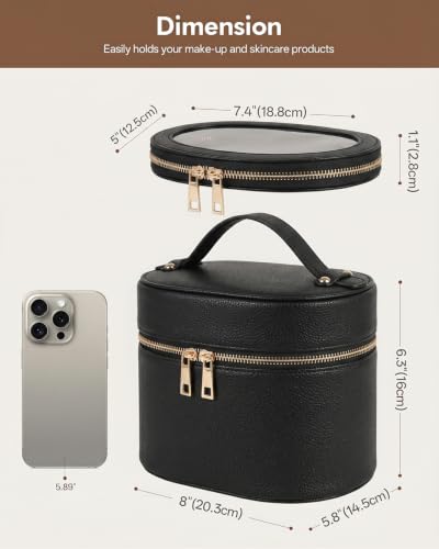 Prite 2 Pcs Makeup Bag Set Travel Cosmetic Case with Clear Pouch for Women - color: Classic Black