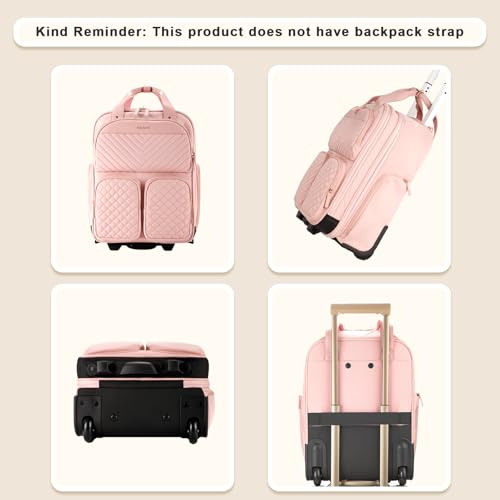 Arcoyard Underseat Carry On Luggage with Wheels, 17.3" Personal Item Bag - color: Pink