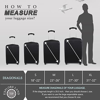Explore Land Travel Luggage Cover Fits 23-26 inch Case (Black, M) - color: Black, size: M