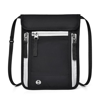 Passport Holder for Travel, Neck Wallet RFID Blocking, Hidden Money Belt,Travel Document Storage(Black) - color: Black