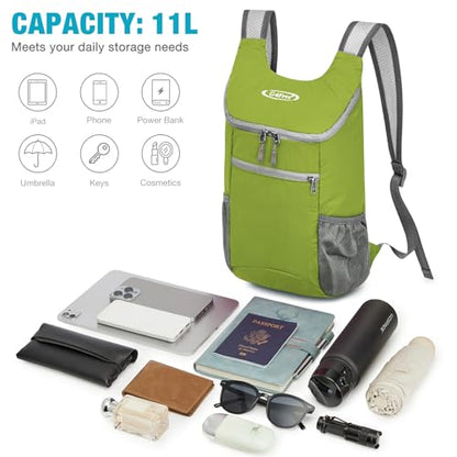 G4Free 10L Lightweight Packable Hiking Backpack, Nylon Daypack Daily Travel - color: Bright Green, size: Small