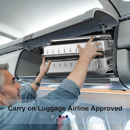 CENSIEN 20 Inch Carry On Luggage 22×14×9 Airline Approved with Front Pocket - color: Gray, size: 20 Inch