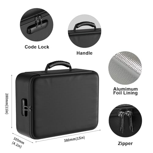 DocSafe 5200°F Fireproof Document Organizer Box with Lock, Heat Insulated - color: Black, size: 15"x11"x4.1"