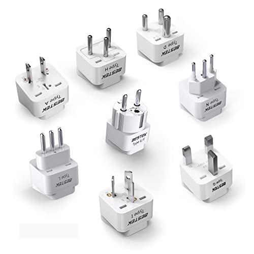 BESTEK Worldwide Travel Plug Adapter Set, Grounded Universal Power Plug Adapter for USA to US, EU, AU, UK, GE, HK and More- 8 Packs - size: Universal - Worldwide - 8-Pack