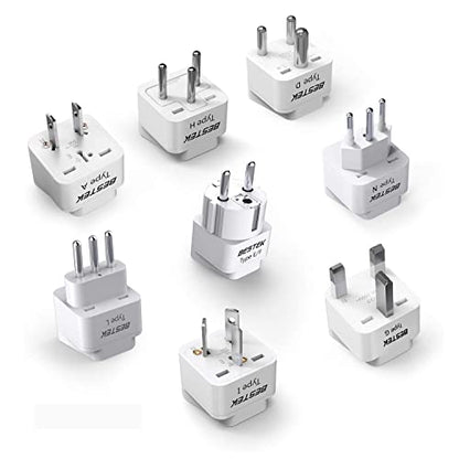 BESTEK Worldwide Travel Plug Adapter Set, Grounded Universal Power Plug Adapter for USA to US, EU, AU, UK, GE, HK and More- 8 Packs - size: Universal - Worldwide - 8-Pack