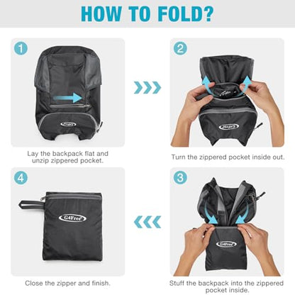 G4Free 10L Lightweight Packable Hiking Backpack, Nylon Daypack Daily Travel - color: Black, size: Small