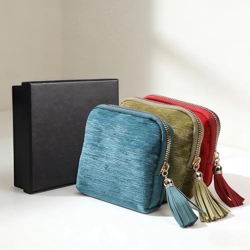 Sobotoo Travel Jewelry Organizer Case, 5‑Layer Velvet Storage Pouch - color: Green