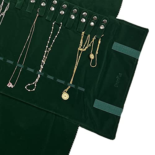 UnionPlus Travel Necklaces Roll Organizer Anti-Tangle Large Blackish Green - color: Blackish Green, size: Large