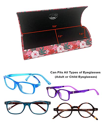 JAVOedge [3 PACK], Various Pattern Long Oval Hard Glasses Case Includes Microfiber Cleaning Cloth - color: Florals - Style F