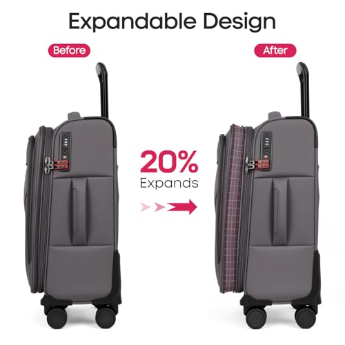 28'' Checked Softside Expandable 20% Luggage w/TSA LOCK - color: Grey, size: Checked-Large 28 inch