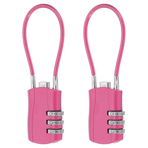 MECCANIXITY 2pcs Luggage Travel Lock 3 Digit Cable Combination Lock Rose - color: Rose, size: 5 Inch