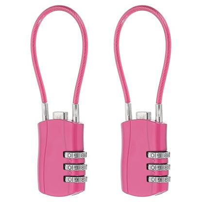 MECCANIXITY 2pcs Luggage Travel Lock 3 Digit Cable Combination Lock Rose - color: Rose, size: 5 Inch