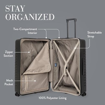 Bric's B|Y Ulisse Checked Luggage with Spinner Wheels – Expandable Lightweighted Hard Shell Suitcase, TSA Combination Lock - Removeable Wash Bag Included - 30 Inch, Black - color: Black, size: Checked-large