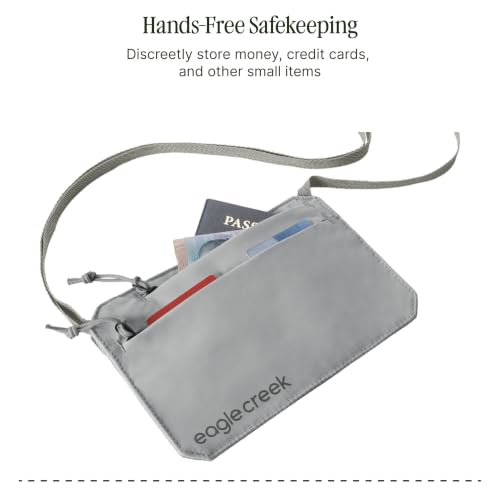 Eagle Creek Undercover RFID Neck Wallet – Lightweight Travel Security with RFID Blocking – Hidden, Adjustable Strap - color: 367 Storm Grey