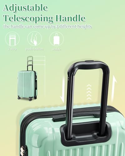 Luggage 2 Piece Set, Lightweight Hardside Suitcases, 20/24Inch - color: Mint, size: 2-piece(20"/24")