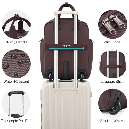 Hanke 16 Inch Expandable Carry on Luggage with 2 Wheels Airline Approved - color: Coffee, size: 16 Inch EXT