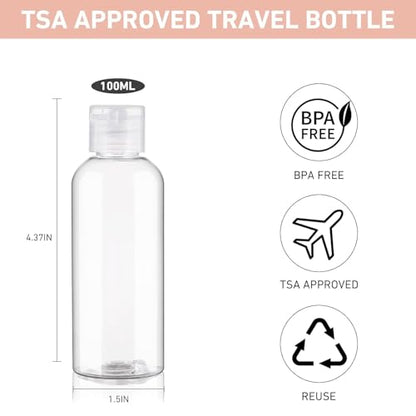 10 Pack 3.4 oz Clear Travel Bottles for Toiletries - color: B-10Clear