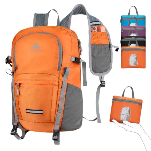 20L Small Hiking Backpack for Women Men,Lightweight Packable Travel Daypack - color: Orange