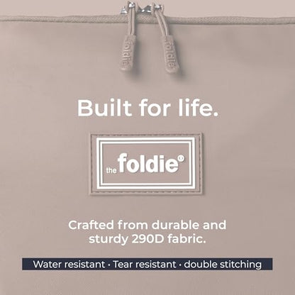 The Foldie Foldable Travel Bag for Women - 40L Weekender Bag with Multiple Pockets - Carry On Expendable Travel Bag - color: Beige