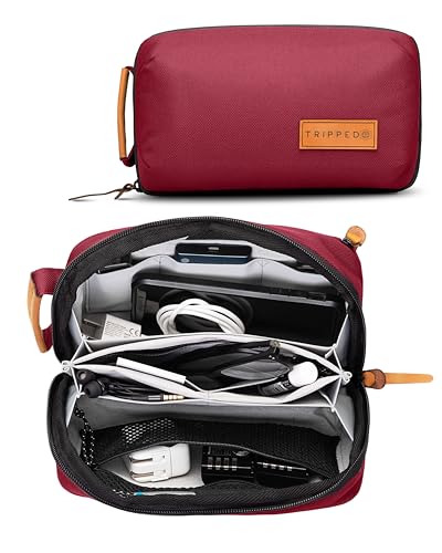 TRIPPED Travel Gear Tech Organizer Pouch for Cables and Accessories - color: Red
