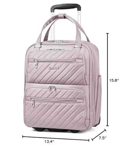 LUGGEX Underseat Carry On Bag, Grey Pink, 16" - color: Grey Pink, size: Underseat 16 inch