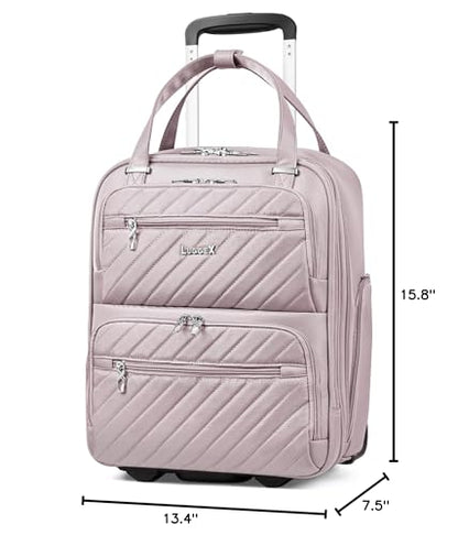LUGGEX Underseat Carry On Bag, Grey Pink, 16" - color: Grey Pink, size: Underseat 16 inch