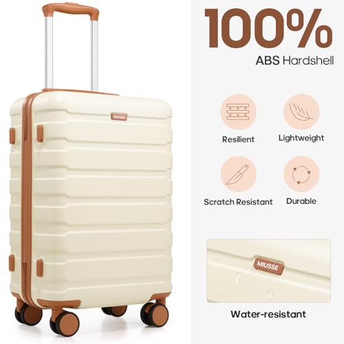 Carry on Luggage, Suitcase Set 3Piece with Backpack YKK zippers - color: Beige