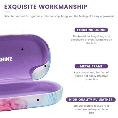 molshine Hard Shell Leather Sunglasses Case,Classic Large Glasses Case for Women Men,Sunglass Eyeglasses - color: Pink Rendering