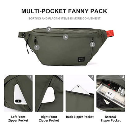 X-Large Crossbody Fanny Pack for Women Men,Waterproof Waist Bag Pack - color: Green, size: X-Large