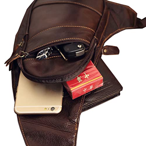 Leather Sling Bag Crossbody Backpack for Men Women Travel Outdoor Camping - color: #01coffee