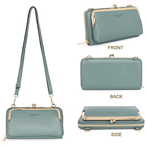 Montana West Crossbody Cell Phone Purse for Women RFID Blocking Cellphone Wallet - color: Wallet Light Green