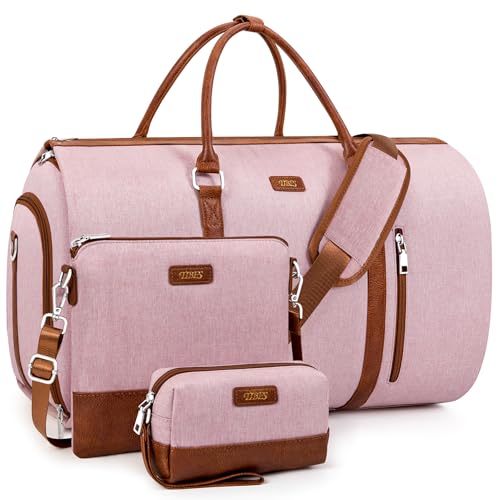 Convertible 2-in-1 Garment Bags for Travel with Waterproof Shoe Compartment - color: Pink
