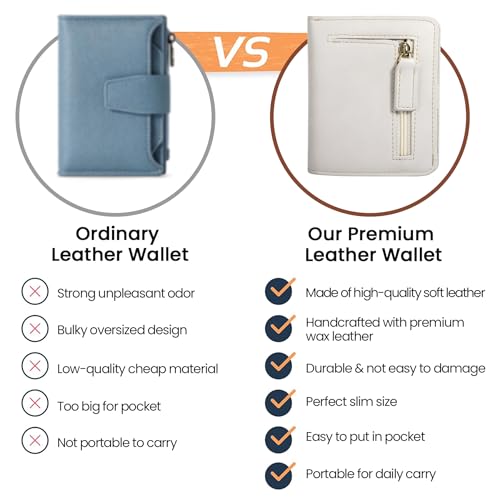 Itslife Women's Rfid Blocking Small Compact Bifold Leather Pocket Wallet Ladies Mini Purse with id Window (White) - color: White