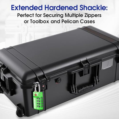 SURE LOCK TSA Approved 4-Digit Resettable Combination Luggage Lock with Open Alert, Easy-Read Dials - for Luggage, School Lockers, Gym, Office, Toolbox & Security Cases(Green 1 Pack) - color: Green