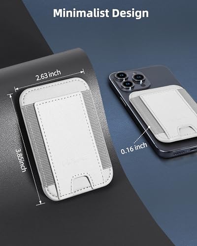 HiWe for MagSafe Wallet, 7 Cards Holder, RFID Blocking, Stronger Magnets - color: White Wallet - Grey Band