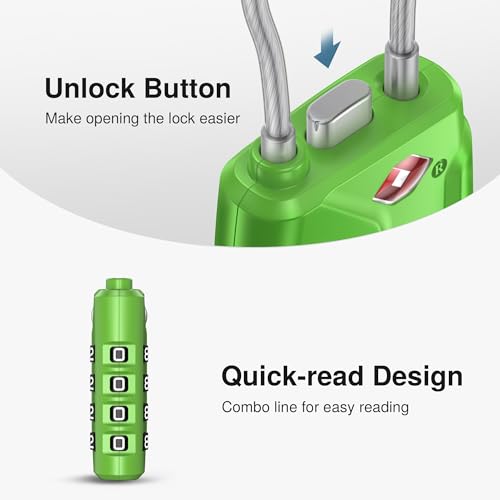 Puroma 2 TSA Approved Luggage Locks 4 Digit Code Cable Lock Basic Green - color: Basic Green