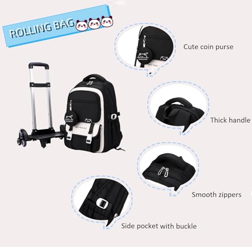 Rolling Backpack for Girls Kids Backpack with Wheels - color: 05-2 Wheels-purple, size: 2 Wheels