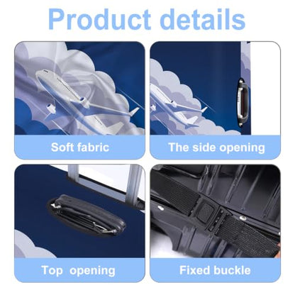 Cloud Flight Luggage Cover Washable Suitcase Cover Protector Fit 28-30 Inch Luggage Durable Travel Bag Cover with Zipper Closure L - color: Cloud Flight, size: L(28-30inch suitcase)