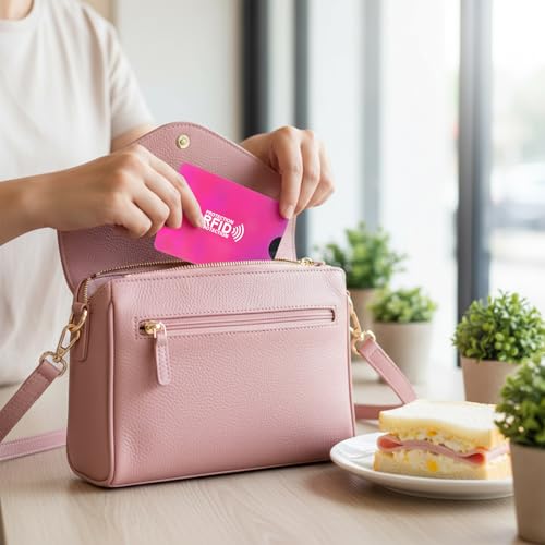 12Pcs RFID Blocking Sleeves Credit Card Protector Cover Travel Anti-Theft Credit Card Holder RFID Blocker Fits Bags & Purses, Colorful 3.5 x 2.4 inch