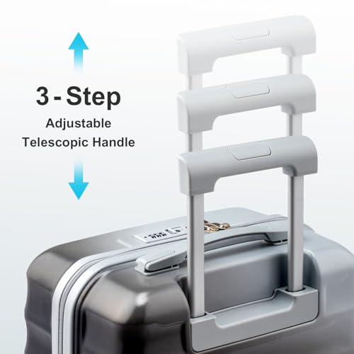 Karl home Luggage Set 3 Piece, PC+ABS Multicolor Hardshell suitcase set with TSA Lock & Spinner Wheels, Durable Carry on Luggage Set for Men and Women Travel (Gradient Grey)