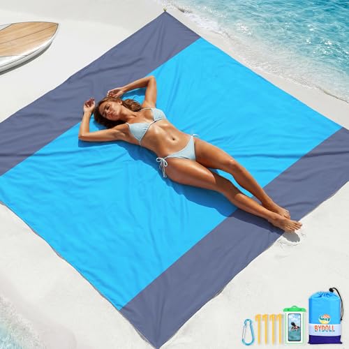 비치 담요 방수 모래 방지 대형 298.1cm x 203.5cm(78인치 x 81인치)/3m x 22 - color: 블루 그레이2, size: 78인치 x 110인치