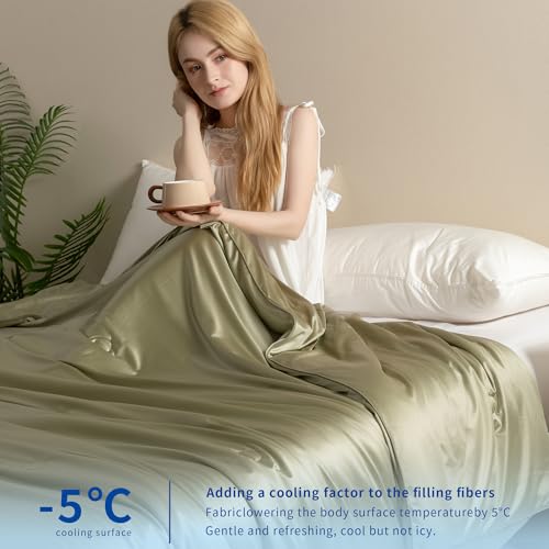 BOV Menopause Cooling Blanket 92"x80" – Double Sided Ice Touch Blanket for Hot Sleepers, Night Sweats & Hot Flashes, Stay Cool Throw Blanket for Bedroom, Camping & Gifts - color: Green