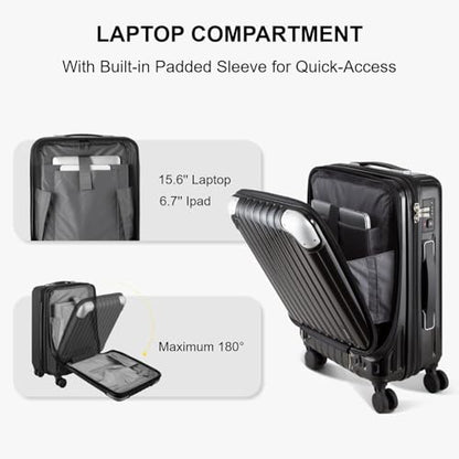 LEVEL8 Carry on Luggage 22x14x9 Airline Approved, 20" Suitcases with Wheels - color: Black, size: 20 Inch