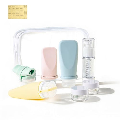 Silicone Travel Bottle Sets for Toiletries, TSA Approved Size - color: Blue, Yellow, Pink, Green
