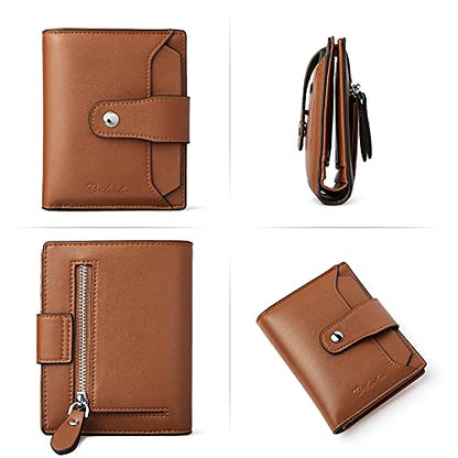 BOSTANTEN Leather Womens Wallet Small RFID Blocking Credit Card Holder - color: 3-Brown